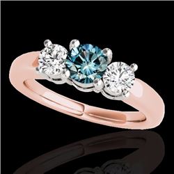 Genuine 2.0 CTW Certified Fancy Blue Genuine Diamond 3 Stone Solitaire Ring Gold - 35445-REF#220Z2Y