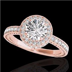 Genuine 1.51 CTW Certified G-I Genuine Diamond Bridal Solitaire Halo Ring Gold - 34302-REF#122V5F