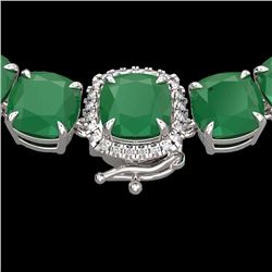 Natural 116 CTW Emerald & Diamond Halo Micro Pave Solitaire Necklace 14K Gold - 23342-REF#374F2M