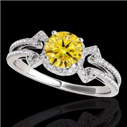 Genuine 1.36 CTW Certified Fancy Intense Genuine Diamond Solitaire Ring Gold - 35329-REF#111K5T