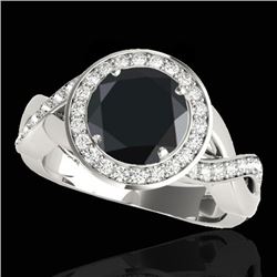 Genuine 2.0 CTW Certified Black Genuine Diamond Bridal Solitaire Halo Ring Gold - 33279-REF#86N8G
