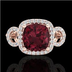 Natural 3.75 CTW Garnet & Micro Pave Diamond Certified Ring 14K Gold - 23004-REF#61H8R