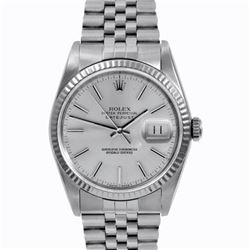 Pre-owned Excellent Condition Authentic Rolex Non-Quickset Men's Stainless Steel DateJust Silver Dia
