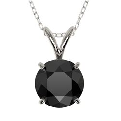 Genuine 1.25 CTW Fancy Black Genuine Diamond Bridal Solitaire Necklace Gold - 33204-REF#32R8Z