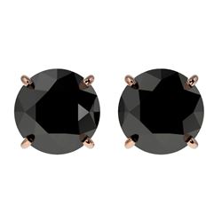 Genuine 2.09 CTW Fancy Black Genuine Diamond Bridal Solitaire Stud Earrings Gold - 36647-REF#47T2X