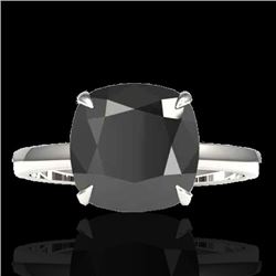 Genuine 6.0 CTW Black Diamond Designer Inspired Solitaire Engagement Ring 18K Gold - 22175-REF#107W2