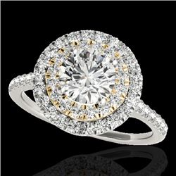 Genuine 1.50 CTW Certified G-I Genuine Diamond Solitaire Halo Ring Two Tone Gold - 33354-REF#115N2G