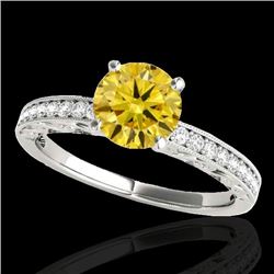 Genuine 1.18 CTW Certified Fancy Intense Genuine Diamond Solitaire Antique Ring Gold - 34610-REF#95X