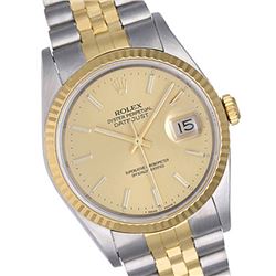 Pre-owned Excellent Condition Authentic Rolex Quickset Men's 18K/Stainless Steel DateJust Champagne 