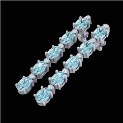 Genuine 10.36 CTW Sky Blue Topaz & Diamond Certified Tennis Earrings Gold - 29410-REF#44Z7Y