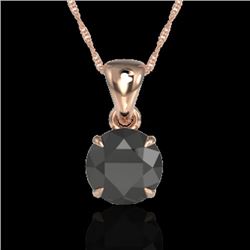 Natural 2.0 CTW Black Diamond Certified Inspired Solitaire Necklace 14K Gold - 22014-REF#40F2M