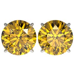 Genuine 5.0 CTW Certified Intense Yellow Genuine Diamond Solitaire Stud Earrings Gold - 33150-REF#10