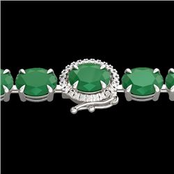Genuine 37 CTW Emerald & Diamond Tennis Micro Pave Halo Bracelet 14K Gold - 23421-REF#120A3N