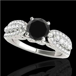 Genuine 2.0 CTW Certified Black Genuine Diamond Solitaire Bridal Ring Gold - 35271-REF#87F7M