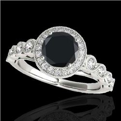 Genuine 1.93 CTW Certified Black Genuine Diamond Bridal Solitaire Halo Ring Gold - 33610-REF#72G3W