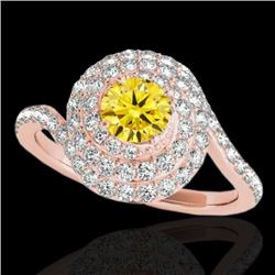 Genuine 2.11 CTW Certified Fancy Intense Genuine Diamond Solitaire Halo Ring Gold - 34521-REF#161X8A