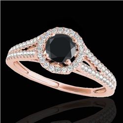 Genuine 1.30 CTW Certified Black Genuine Diamond Bridal Solitaire Halo Ring Gold - 33886-REF#59A5N