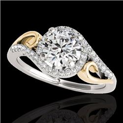 Genuine 1.25 CTW Certified G-I Genuine Diamond Solitaire Halo Ring Two Tone Gold - 34170-REF#102F2M