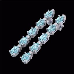 Genuine 6.0 CTW Sky Blue Topaz & Diamond Certified Tennis Earrings 10K Gold - 21515-REF#27N3G