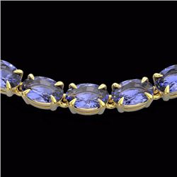 Genuine 40 CTW Tanzanite Eternity Tennis Necklace 14K Gold - 23383-REF#227X3A