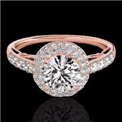 Genuine 1.65 CTW Certified G-I Genuine Diamond Bridal Solitaire Halo Ring Gold - 33698-REF#129K3T