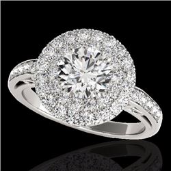 Genuine 2.25 CTW Certified G-I Genuine Diamond Bridal Solitaire Halo Ring Gold - 34202-REF#172F2M