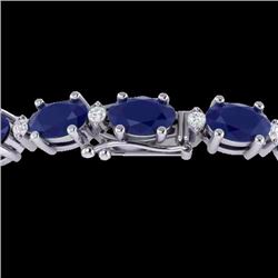 Genuine 30.8 CTW Sapphire & Diamond Certified Eternity Tennis Bracelet Gold - 29461-REF#121W2K