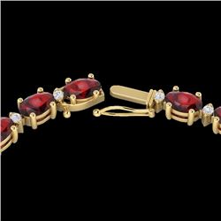 Natural 33 CTW Garnet & Diamond Certified Eternity Tennis Necklace 10K Gold - 21596-REF#119N7G