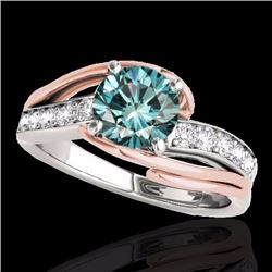 Genuine 1.50 CTW Certified Fancy Blue Diamond Bypass Solitaire Ring 2 Tone Gold - 35127-REF#139F3M