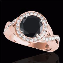 Genuine 1.75 CTW Certified Black Genuine Diamond Bridal Solitaire Halo Ring Gold - 33271-REF#80H2R