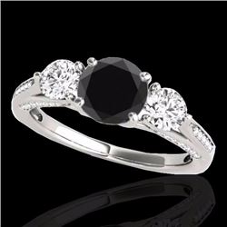 Genuine 1.75 CTW Certified Black Genuine Diamond 3 Stone Bridal Ring Gold - 35352-REF#98N5G