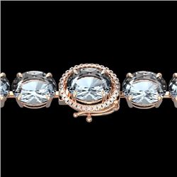 Natural 49 CTW Sky Blue Topaz & Micro Pave Diamond Halo Bracelet 14K Rose Gold - 22282-REF#119Z3Y