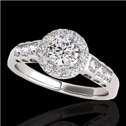 Genuine 1.55 CTW Certified G-I Genuine Diamond Bridal Solitaire Halo Ring Gold - 34360-REF#118H3R