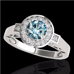 Genuine 1.75 CTW Certified Fancy Blue Genuine Diamond Solitaire Halo Ring Gold - 34581-REF#145M9H