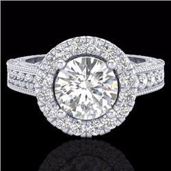 Genuine 2.25 CTW Vintage Solitaire Bridal Diamond Halo Ring 14K Gold Size 7  - 21117-REF#255X8A