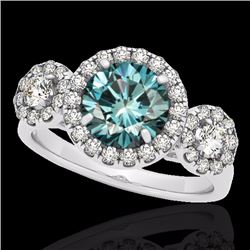 Genuine 1.75 CTW Certified Fancy Blue Genuine Diamond Solitaire Halo Ring Gold - 33287-REF#130G5W