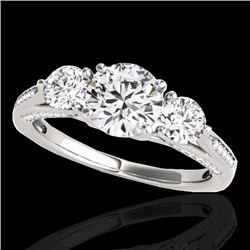 Genuine 1.75 CTW Certified G-I Genuine Diamond 3 Stone Bridal Ring Gold - 35349-REF#148W5K