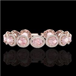Natural 17 CTW Morganite & Micro Pave Diamond Certified Bracelet 10K Gold - 22692-REF#307M6H