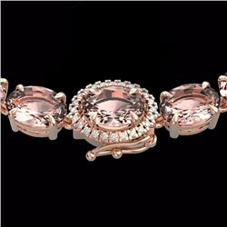 Genuine 64 CTW Morganite & Diamond Eternity Tennis Micro Halo Necklace 14K Gold - 23469-REF#613M4H