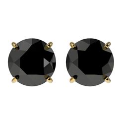 Genuine 2.09 CTW Fancy Black Genuine Diamond Bridal Solitaire Stud Earrings Gold - 36648-REF#47Y2V