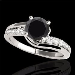 Genuine 1.31 CTW Certified Black Genuine Diamond Bypass Solitaire Ring Gold - 35118-REF#55Y3V