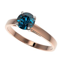 Genuine 1.06 CTW Certified Intense Blue Genuine Diamond Solitaire Engagement Ring Gold - 36521-REF#8