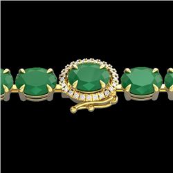Natural 37 CTW Emerald & Diamond Tennis Micro Pave Halo Bracelet 14K Gold - 23422-REF#120F3M