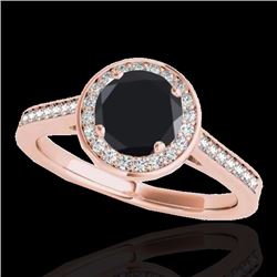 Genuine 1.33 CTW Certified Black Genuine Diamond Bridal Solitaire Halo Ring Gold - 33512-REF#63G2W