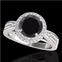 Genuine 1.65 CTW Certified Black Genuine Diamond Bridal Solitaire Halo Ring Gold - 34408-REF#76A5N
