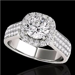 Genuine 1.80 CTW Certified G-I Genuine Diamond Bridal Solitaire Halo Ring Gold - 34060-REF#143W2K