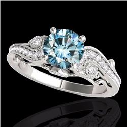 Genuine 1.50 CTW Certified Fancy Blue Genuine Diamond Solitaire Antique Ring Gold - 34806-REF#127Z4Y