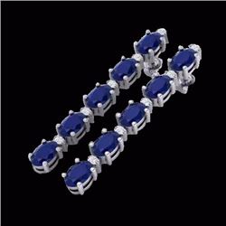 Genuine 7.0 CTW Sapphire & Diamond Certified Tennis Earrings 10K Gold - 21531-REF#33K8T