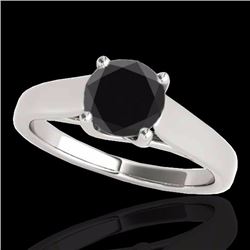 Genuine 1.50 CTW Certified Black Genuine Diamond Bridal Solitaire Ring Gold - 35537-REF#54F7M