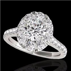 Genuine 2.0 CTW Certified G-I Genuine Diamond Bridal Solitaire Halo Ring Gold - 34078-REF#143Y8V
